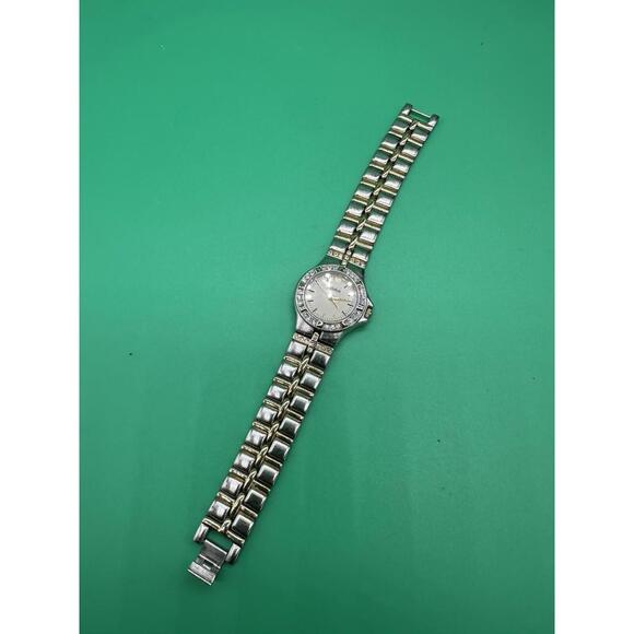 Vintage Dufonte Lucien Piccard Watch Women Gold/Silver Tone W/Rhinestone Bezel